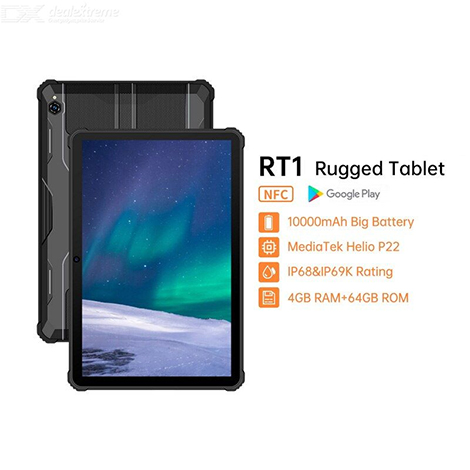 OUKITEL RT1 IP68 & IP69K Rugged Tablet 10000mAh Big Battery 10.1'' FHD+  Display 4GB+64GB Octa Core Android 4G Phone Tablet PC
